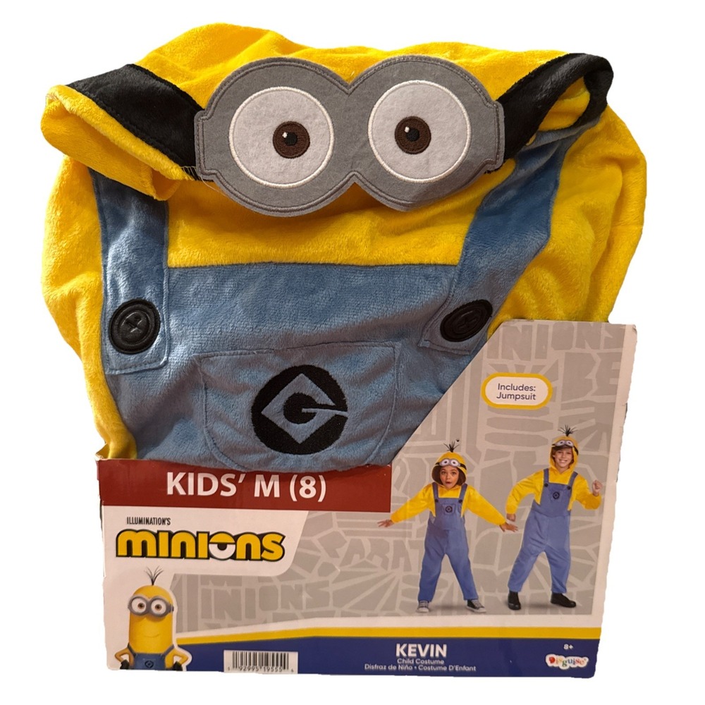 New MINIONS DESPICABLE ME KEVIN Halloween Costume Child M 7-8‎ Hooded Jumpsuit